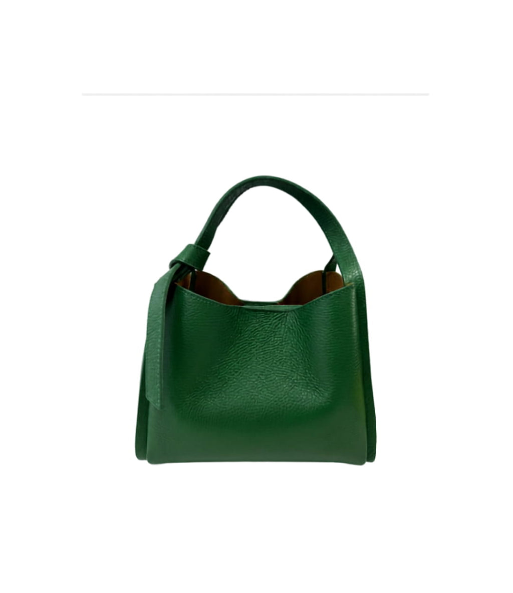 Sac à main CRESSIDA en cuir véritable vert, format moyen structuré, artisanat italien — SKyb