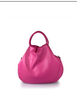 55C061 Sac à Main Cuir Vachette Forme Arrondie avec Fermoir Circulaire Argenté - Design Contemporain Italien