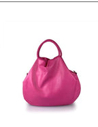 55C061 Sac à Main Cuir Vachette Forme Arrondie avec Fermoir Circulaire Argenté - Design Contemporain Italien