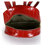 (55C2084) Sac à Dos Cuir Véritable Imprimé Crocodile - Maroquinerie Contemporaine Italienne