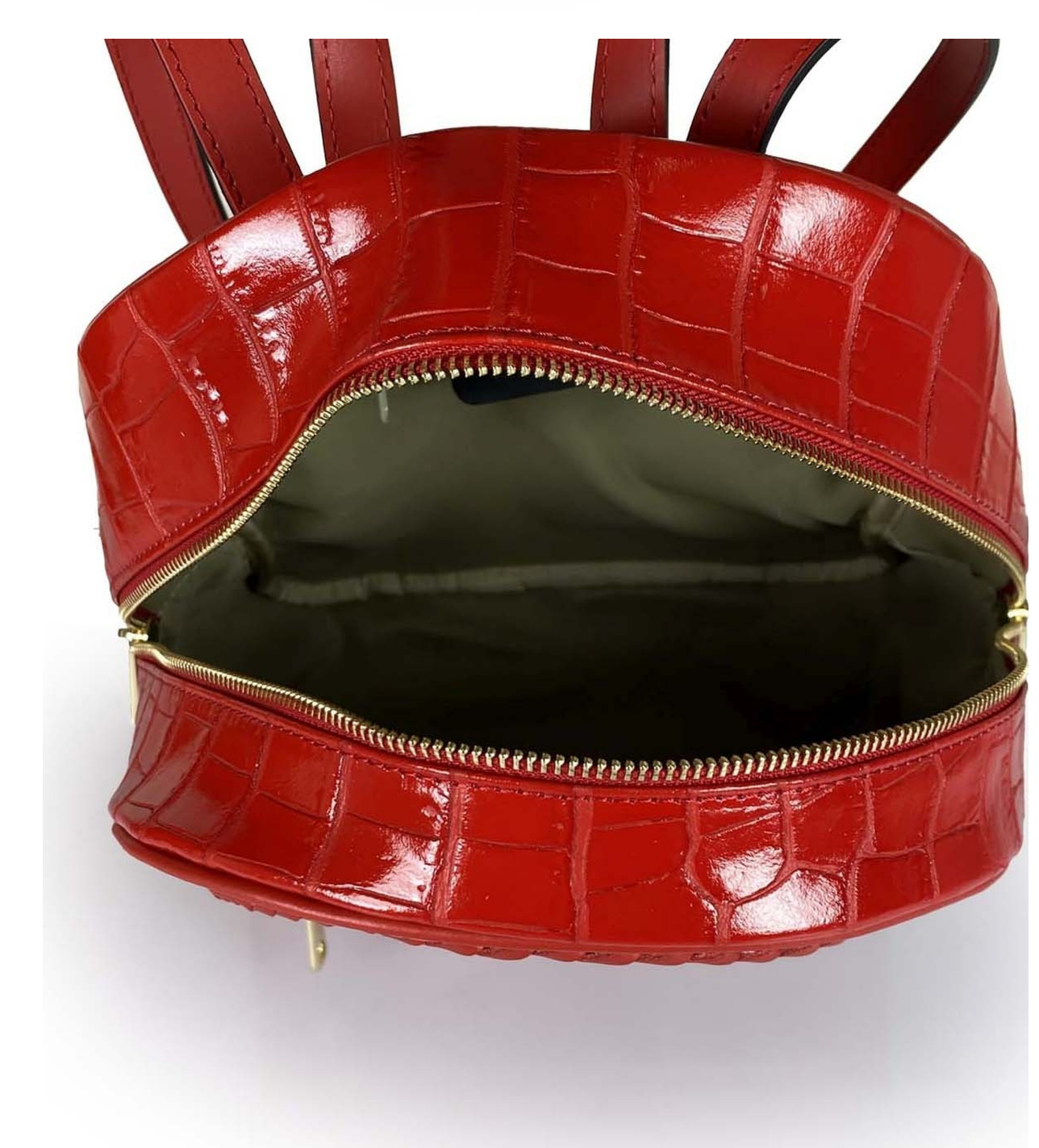 (55C2084) Sac à Dos Cuir Véritable Imprimé Crocodile - Maroquinerie Contemporaine Italienne