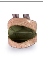 (55C2084) Sac à Dos Cuir Véritable Imprimé Crocodile - Maroquinerie Contemporaine Italienne