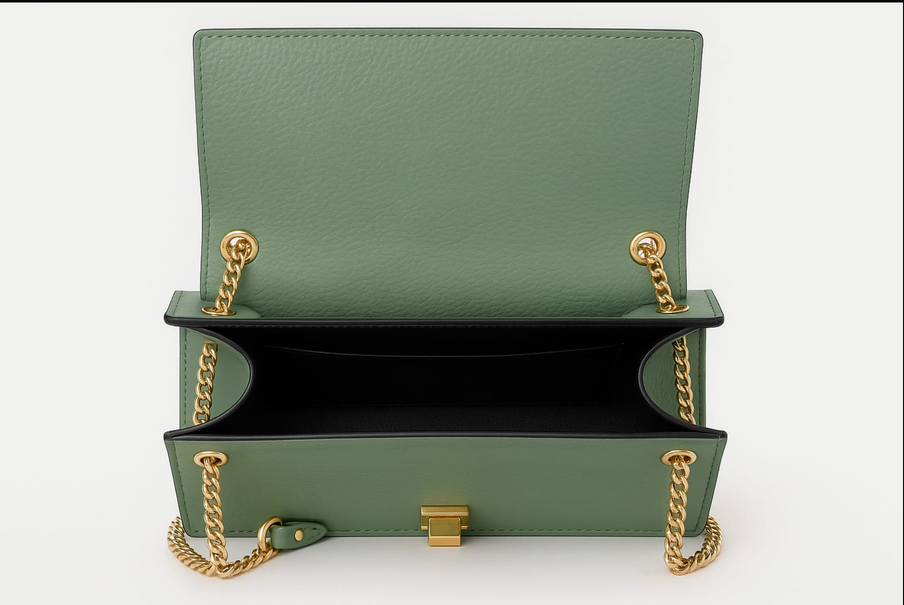 55C109 Sac à Main Cuir Vachette avec Chaînes Dorées - Collection Géométrique Contemporaine