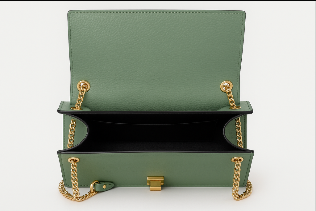 55C109 Sac à Main Cuir Vachette avec Chaînes Dorées - Collection Géométrique Contemporaine
