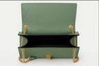 55C109 Sac à Main Cuir Vachette avec Chaînes Dorées - Collection Géométrique Contemporaine