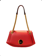 (55C109) Sac à Main Cuir Véritable avec Chaîne Dorée - Collection Géométrique Contemporaine