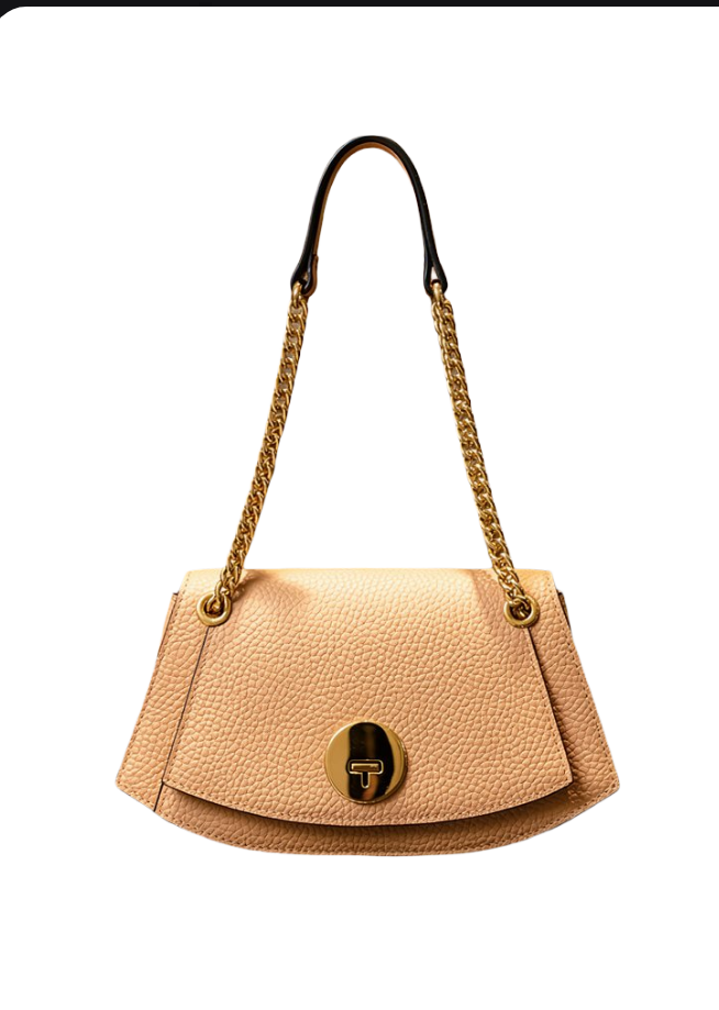 (55C109) Sac à Main Cuir Véritable avec Chaîne Dorée - Collection Géométrique Contemporaine