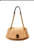 (55C109) Sac à Main Cuir Véritable avec Chaîne Dorée - Collection Géométrique Contemporaine