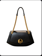 (55C109) Sac à Main Cuir Véritable avec Chaîne Dorée - Collection Géométrique Contemporaine