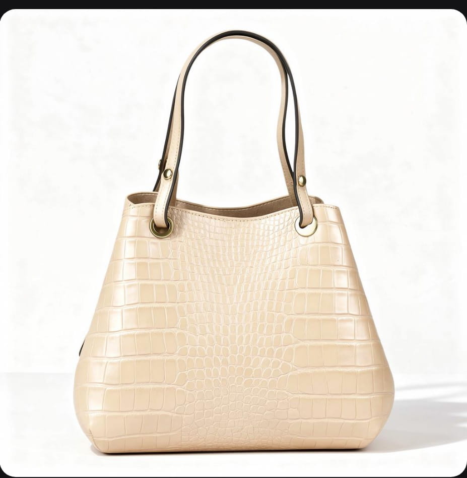 55C2084 Sac à Main Cuir Vachette Croco Bandoulière - Maroquinerie Italienne Premium | SKyb