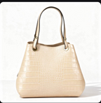 (55C2084) Sac à Main Cuir Imprimé Crocodile avec Bandoulière - Maroquinerie Italienne