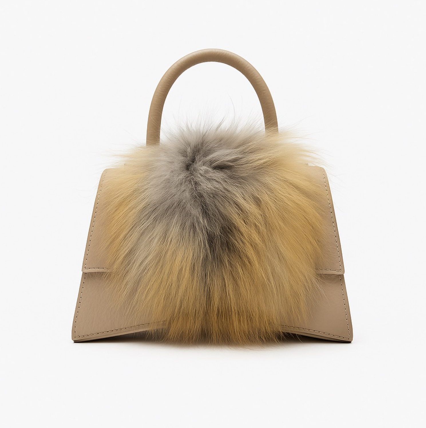 Sac à Main en Cuir Veau et Fourrure - Artisanat Italien