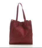 (668868) Sac Fourre-Tout Cuir Véritable Bordeaux - Grand Tote Bag Cabas Italien Souple
