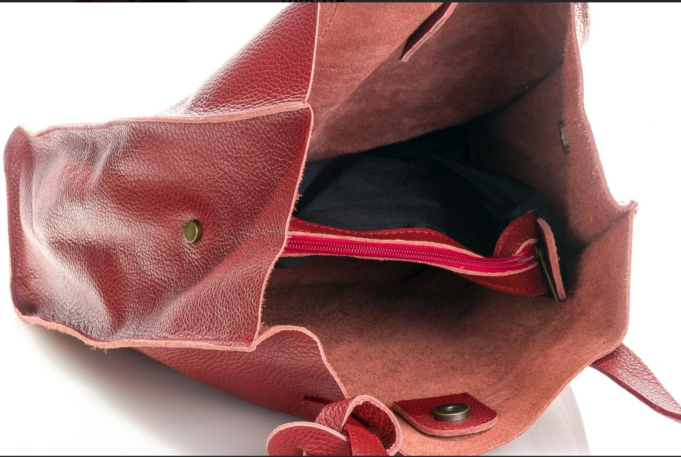 (668868) Sac Fourre-Tout Cuir Véritable Bordeaux - Grand Tote Bag Cabas Italien Souple