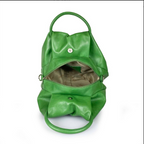 (55C061) Sac à Main Cuir Véritable Forme Arrondie avec Fermoir Circulaire Doré - Design Contemporain Italien