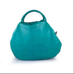 55C061 Sac à Main Cuir Vachette Forme Arrondie avec Fermoir Circulaire Argenté - Design Contemporain Italien