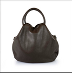 (55C061) Sac à Main Cuir Véritable Forme Arrondie avec Fermoir Circulaire Doré - Design Contemporain Italien