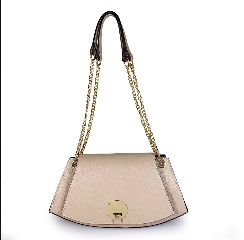 55C109 Sac à Main Cuir Vachette avec Chaînes Dorées - Collection Géométrique Contemporaine