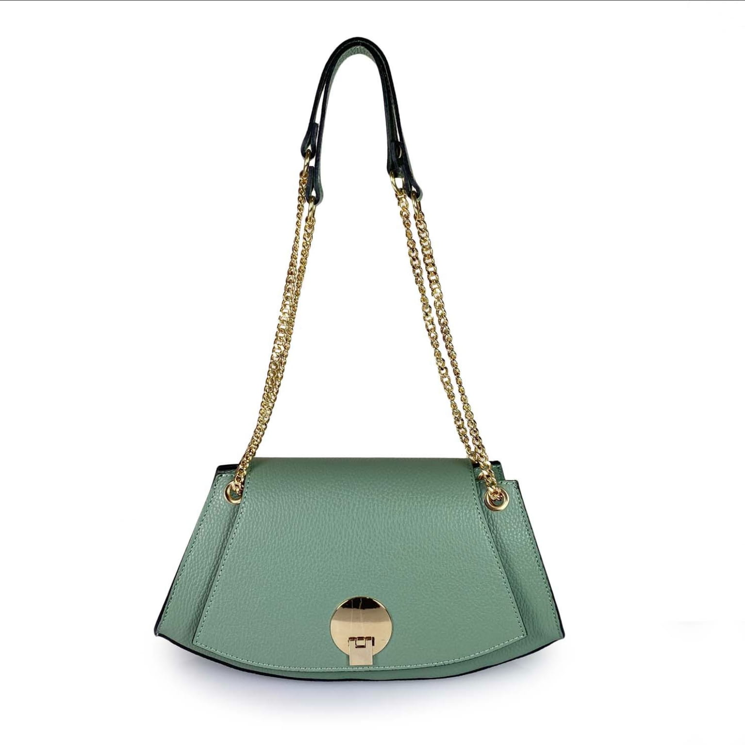 55C109 Sac à Main Cuir Vachette avec Chaînes Dorées - Collection Géométrique Contemporaine
