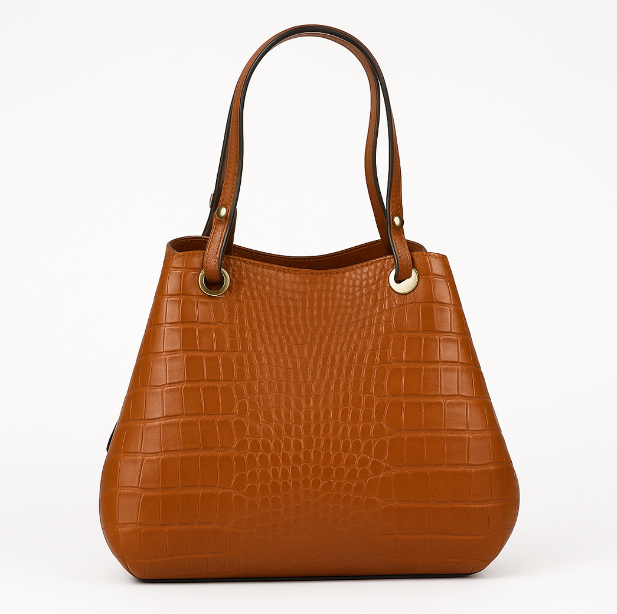 55C2084 Sac à Main Cuir Vachette Imprimé Crocodile avec Bandoulière - Maroquinerie Italienne
