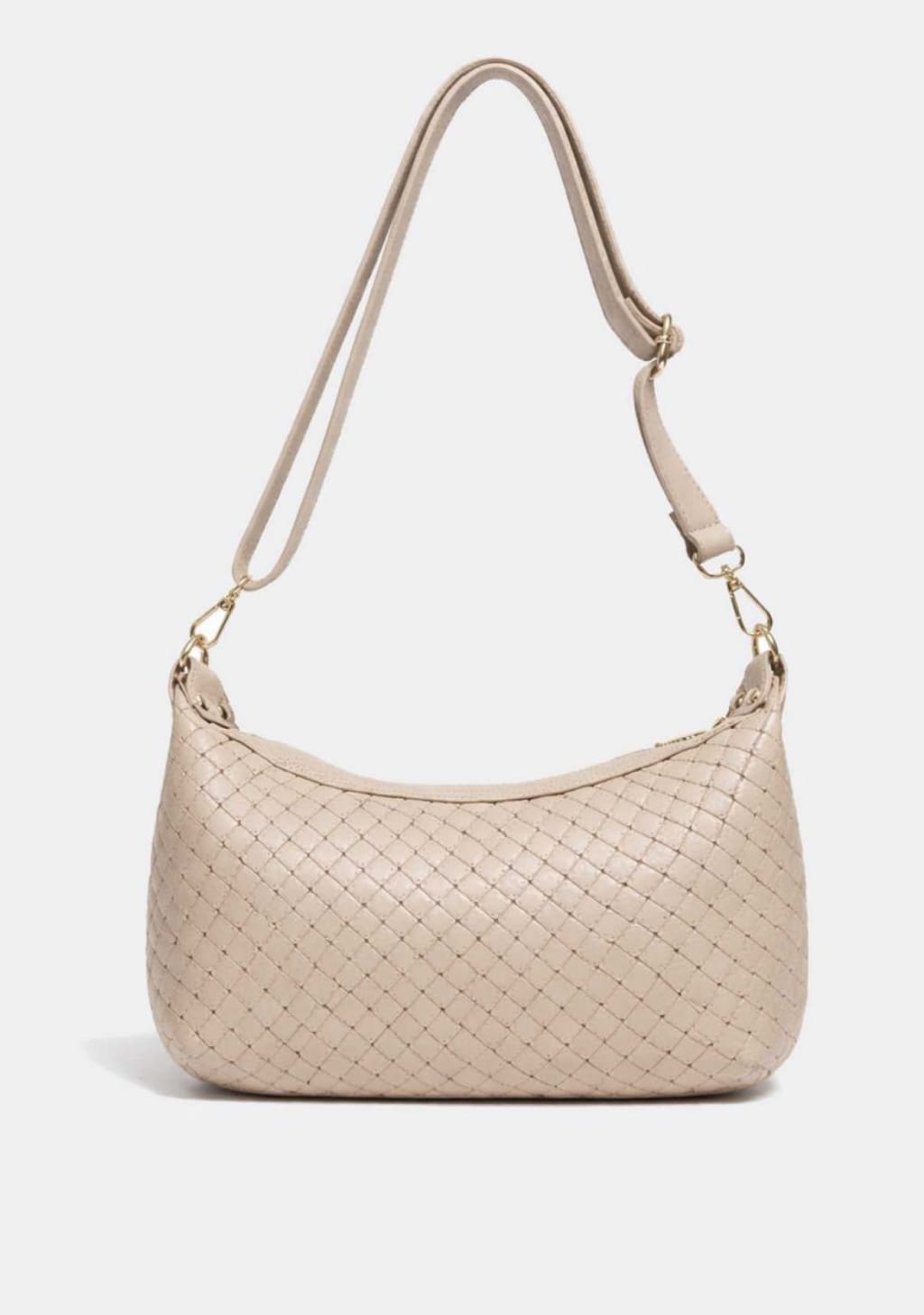 L'ADJANIE — Besace cuir vachette effet tressé Beige, port croisé — SKyb