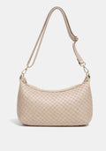 L'ADJANIE — Besace cuir vachette effet tressé Beige, port croisé — SKyb