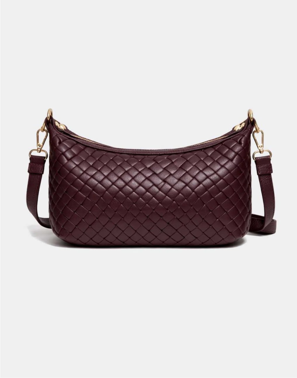 L'ADJANIE — Besace cuir vachette effet tressé Bordeaux — SKyb