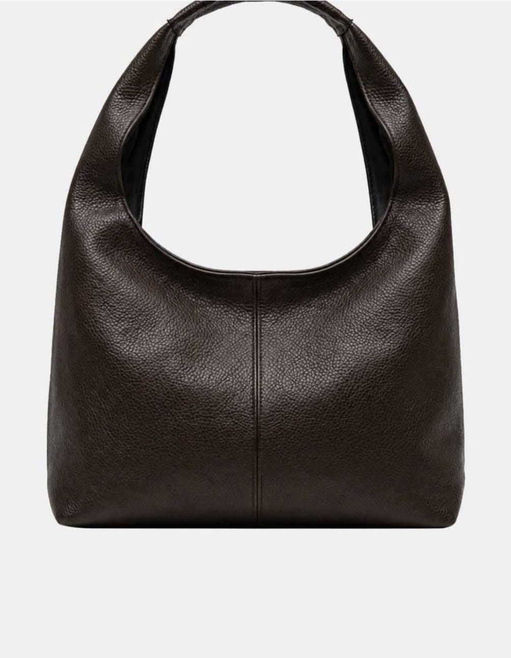 Le BETTINA — Sac hobo cuir vachette grainé Chocolat, anse courte — SKyb