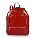 Le LUCA — Sac à dos cuir vachette imprimé crocodile Rouge, détail tressé — SKyb