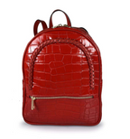 (55C2084) Sac à Dos Cuir Véritable Imprimé Crocodile - Maroquinerie Contemporaine Italienne