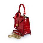55C088 Sac à Main Cuir Vachette Imprimé Crocodile avec Foulard - Maroquinerie Italienne