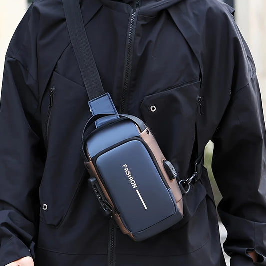 Sac à bandoulière élégant pour hommes, tissu durable, avec poche pour téléphone, fermeture éclair pour les déplacements quotidiens