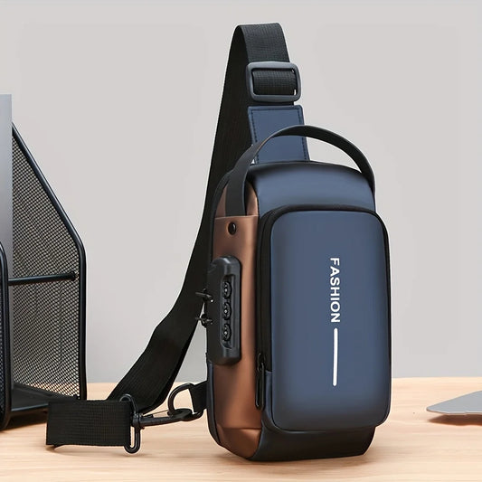Sac à bandoulière élégant pour hommes, tissu durable, avec poche pour téléphone, fermeture éclair pour les déplacements quotidiens