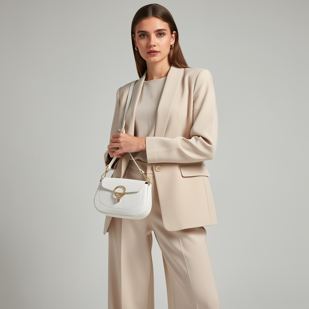 55C163 Sac Saddle Cuir Vachette - Classique Intemporel