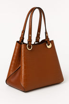 55C2084 Sac à Main Cuir Vachette Croco Bandoulière - Maroquinerie Italienne Premium | SKyb