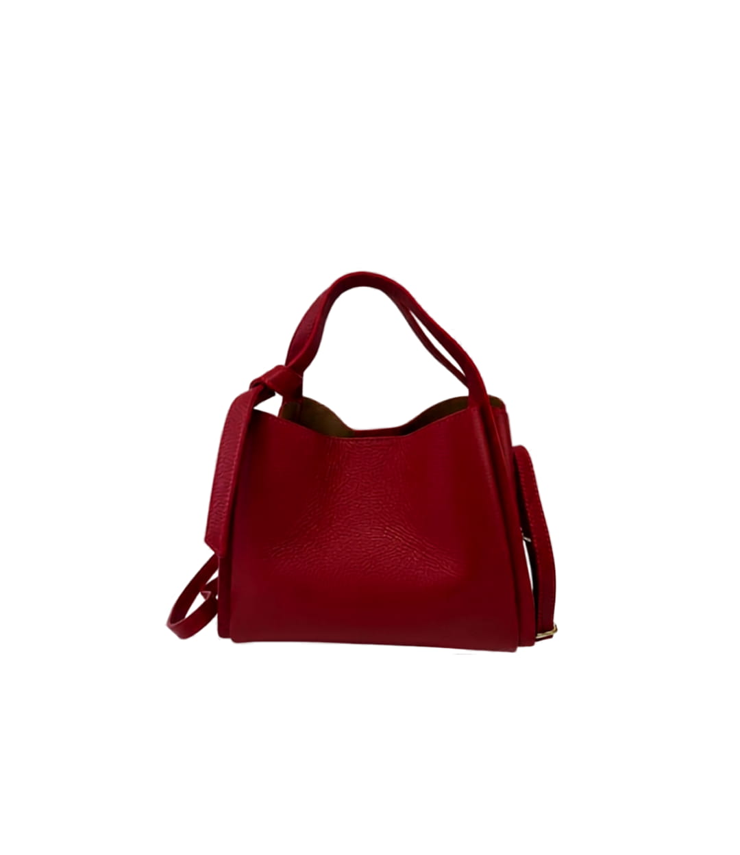 Sac à main CRESSIDA en cuir véritable rouge, vue de côté, artisanat italien — SKyb